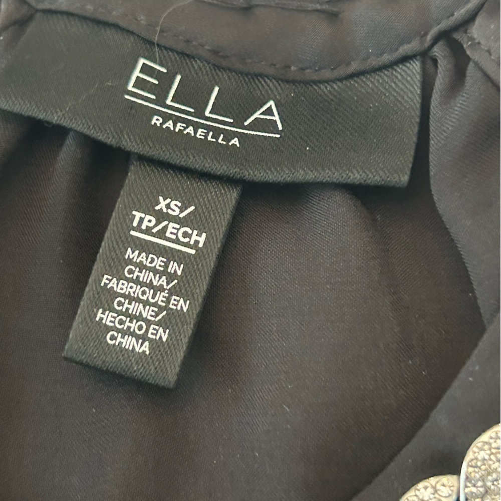 ELLA Rafaella Rhinestone Blouse Sleeveless Mock Neck Black Dressy Formal Top - Picture 6 of 10